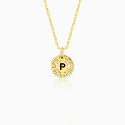 Golden Personalised Initial Grace Pendant with Link Chain
