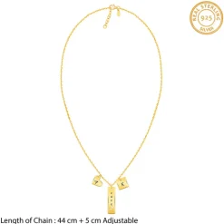 Golden Personalised Initial Charm Pendant With Link Chain