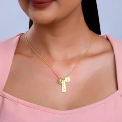 Golden Personalised Initial Charm Pendant With Link Chain