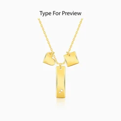 Golden Personalised Initial Charm Pendant With Link Chain