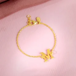 Golden Personalised Initial Kids Bracelet (0 - 2 Years)