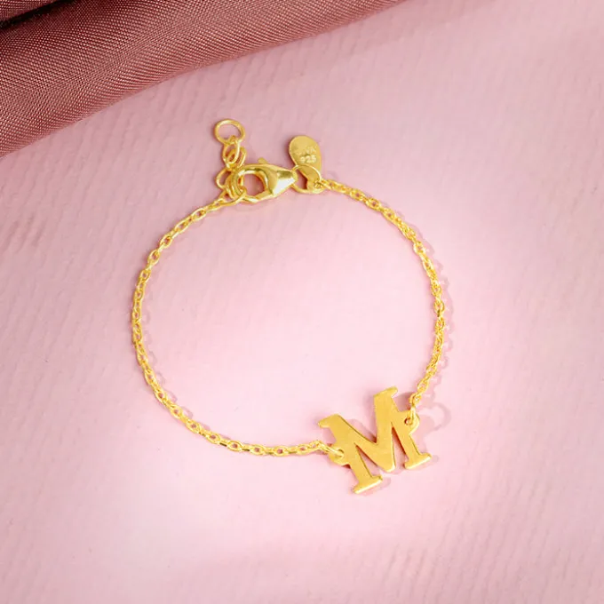 Golden Personalised Initial Kids Bracelet (0 - 2 Years)