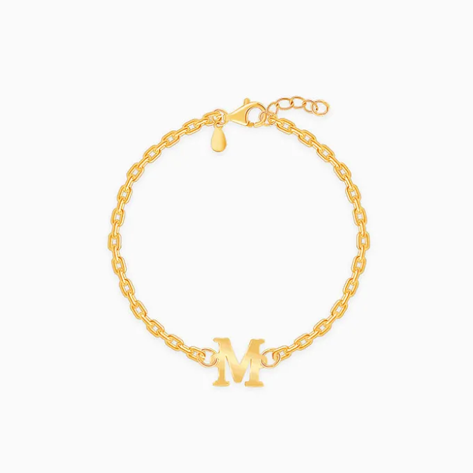 Golden Personalised Initial Kids Bracelet (0 - 2 Years)