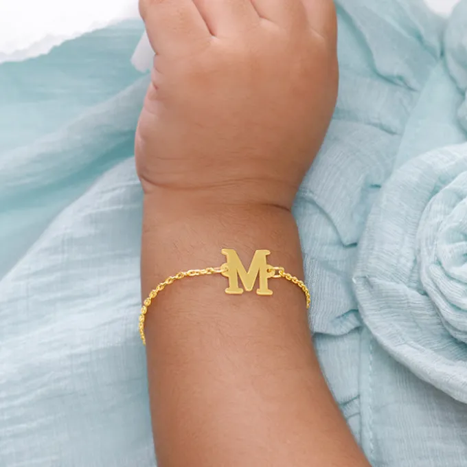 Golden Personalised Initial Kids Bracelet (0 - 2 Years)