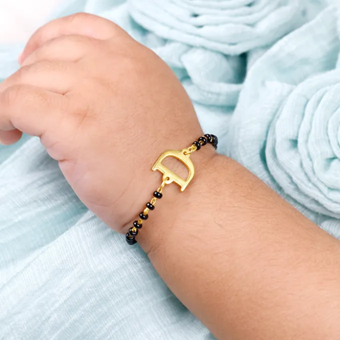 Golden Personalised Initial Nazariya Kids Bracelet (0 - 2 Years)