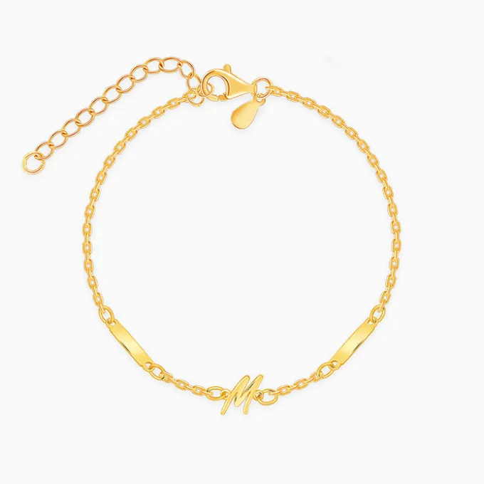 Golden Personalised Letter Charm Bracelet