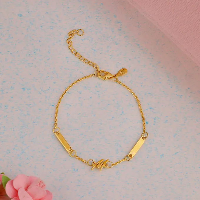 Golden Personalised Letter Charm Bracelet