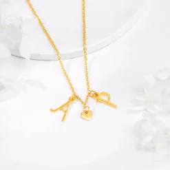 Golden Personalised Love Initials Necklace