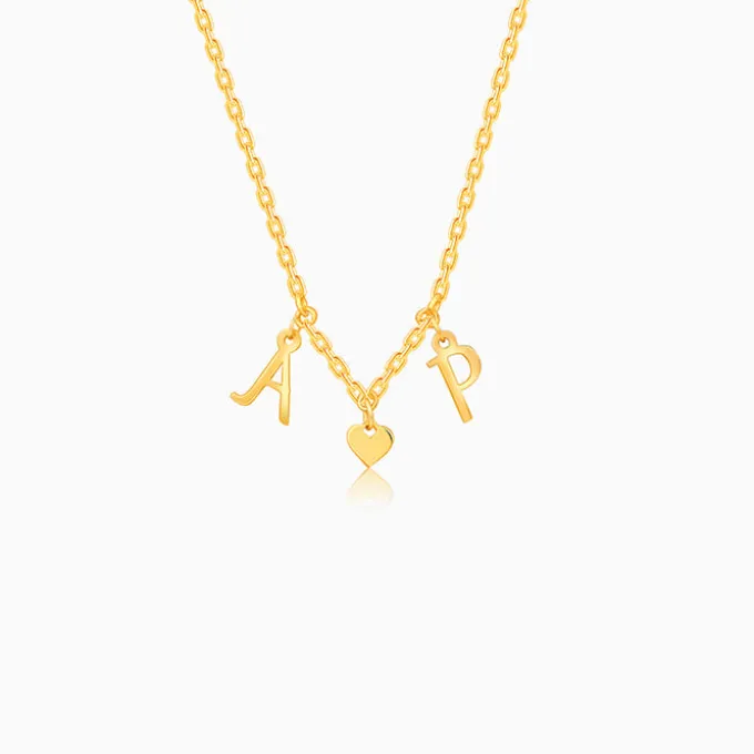 Golden Personalised Love Initials Necklace