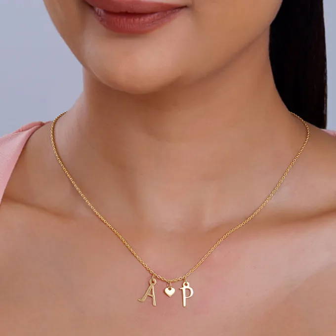 Golden Personalised Love Initials Necklace