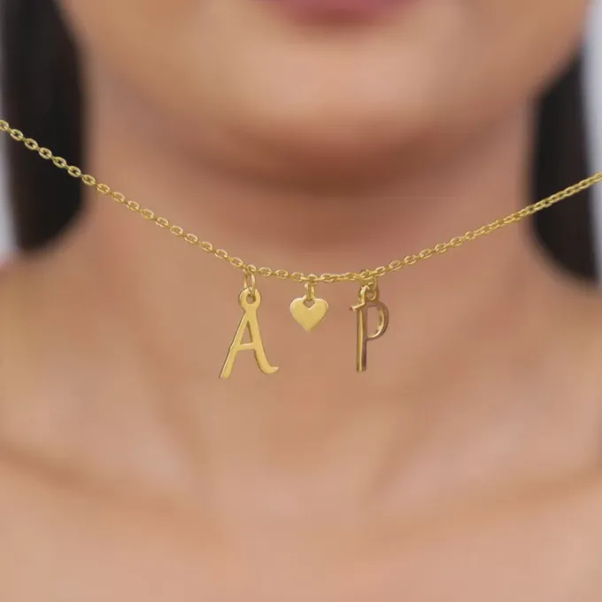 Golden Personalised Love Initials Necklace