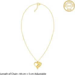 Golden Personalised Name Heart Duo Pendant With Link Chain
