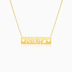 Golden Personalised Name Engraved with Love Necklace