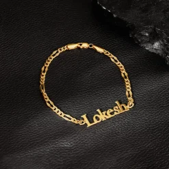 Golden Personalised Name Bracelet For Him