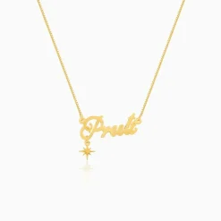 Golden Personalised Name Star Charm Necklace