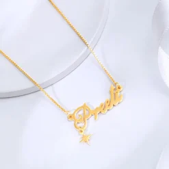 Golden Personalised Name Star Charm Necklace