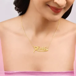 Golden Personalised Name Heart Necklace
