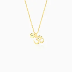 Golden Personalised Om Pendant With Link Chain