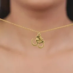 Golden Personalised Om Pendant With Link Chain