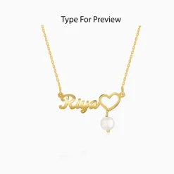 Golden Personalised Pearl Heart Necklace