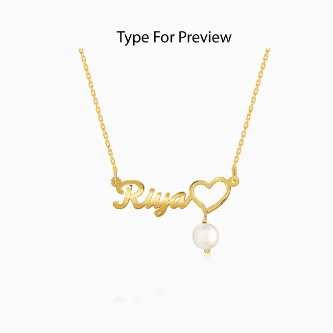 Golden Personalised Pearl Heart Necklace