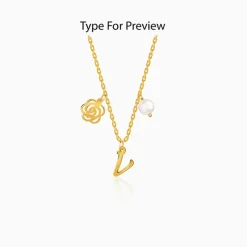 Golden Personalised Pearl Rosey Necklace