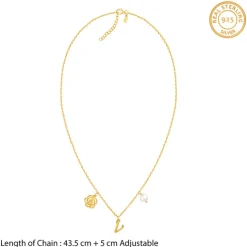 Golden Personalised Pearl Rosey Necklace