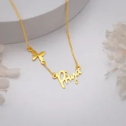 Golden Personalised Pretty Butterfly Necklace