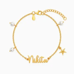 Golden Personalised Pretty Starfish Bracelet