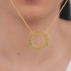 Golden Personalised Round Name Necklace