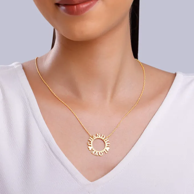 Golden Personalised Round Name Necklace