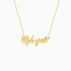 Golden Personalised Serendipity Clover Necklace