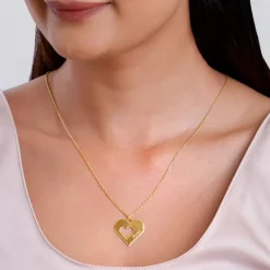 Golden Personalised Shy Heart Pendant