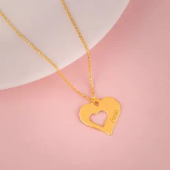 Golden Personalised Shy Heart Pendant