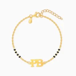 Golden Personalised Signature Initial Mangalsutra Bracelet