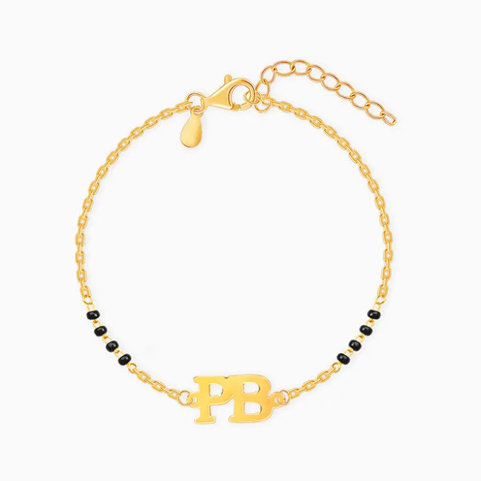 Golden Personalised Signature Initial Mangalsutra Bracelet