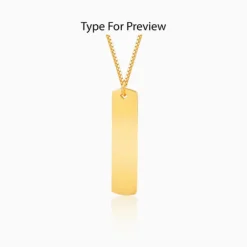 Golden Personalised Vertical Bar Name Pendant with Box Chain For Him