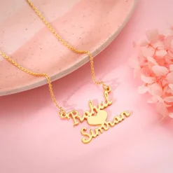 Golden Personalised We Two Pendant