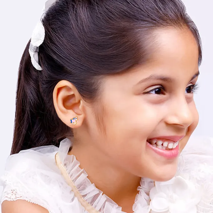 Golden Pie Unicorn Kids Earrings (4-12 yrs)