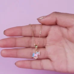 Golden Pie Unicorn Kids Pendant with Link Chain (7-10 yrs)