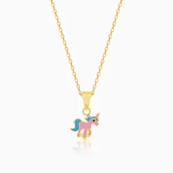 Golden Pie Unicorn Kids Pendant with Link Chain (7-10 yrs)