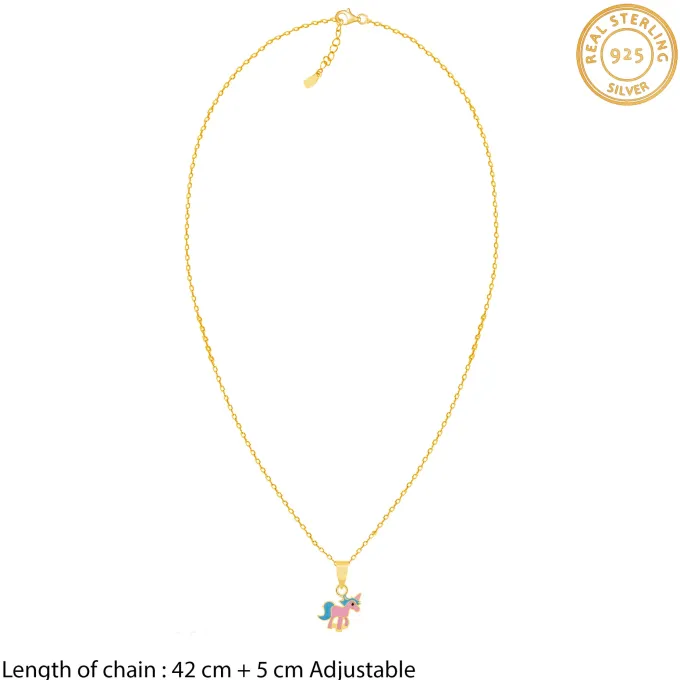 Golden Pie Unicorn Kids Pendant with Link Chain (7-10 yrs)