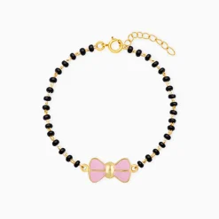 Golden Pink Bow Infant Bracelet (0-18 months)