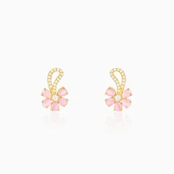 Golden Pink Floral Damsel Earrings