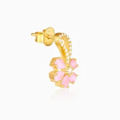 Golden Pink Floral Damsel Earrings