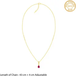 Golden Pink Pear Pendant With Link Chain