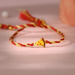 Golden Pizza Rakhi for Kids