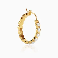 Golden Pola Pearl Hoops