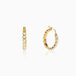 Golden Pola Pearl Hoops