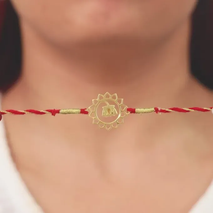 Golden Pure Lotus Rakhi